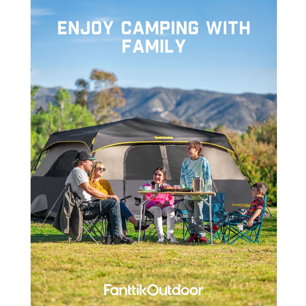 FanttikOutdoor Zeta C10 Pro Instant Cabin Tent 10 Person Camping Tent Setup in 60 Seconds with Rainfly & Windproof Tent with Carry Bag for Family Camping & Hiking, Upgraded Ventilation