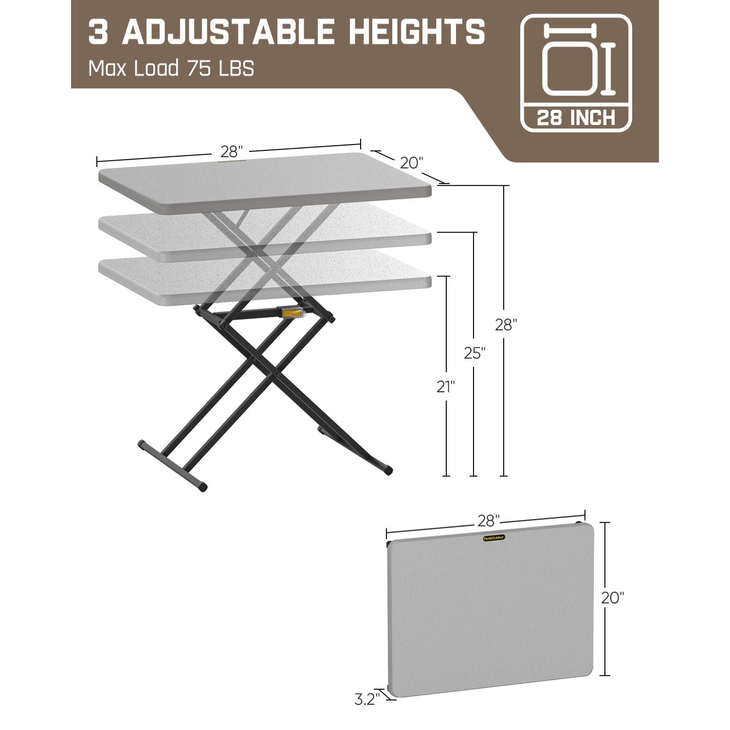 FanttikOutdoor Zeta X1 Pro 28 inch Quick Pop Up Table