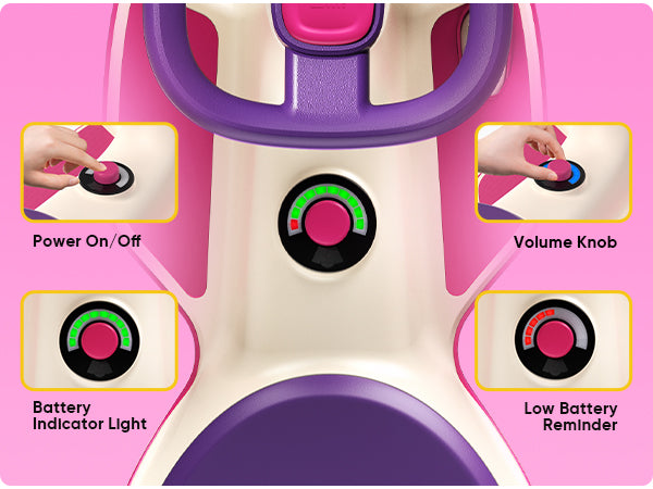 FanttikRide N10 Pro Electric Wiggle Car with Pedal, Type-C Rechargeable Battery, One-Click Detachable Mop, GlideWiz, Anti-Rollover, Flashing Wheels, Bluetooth, Ages 3+, 150 Lbs