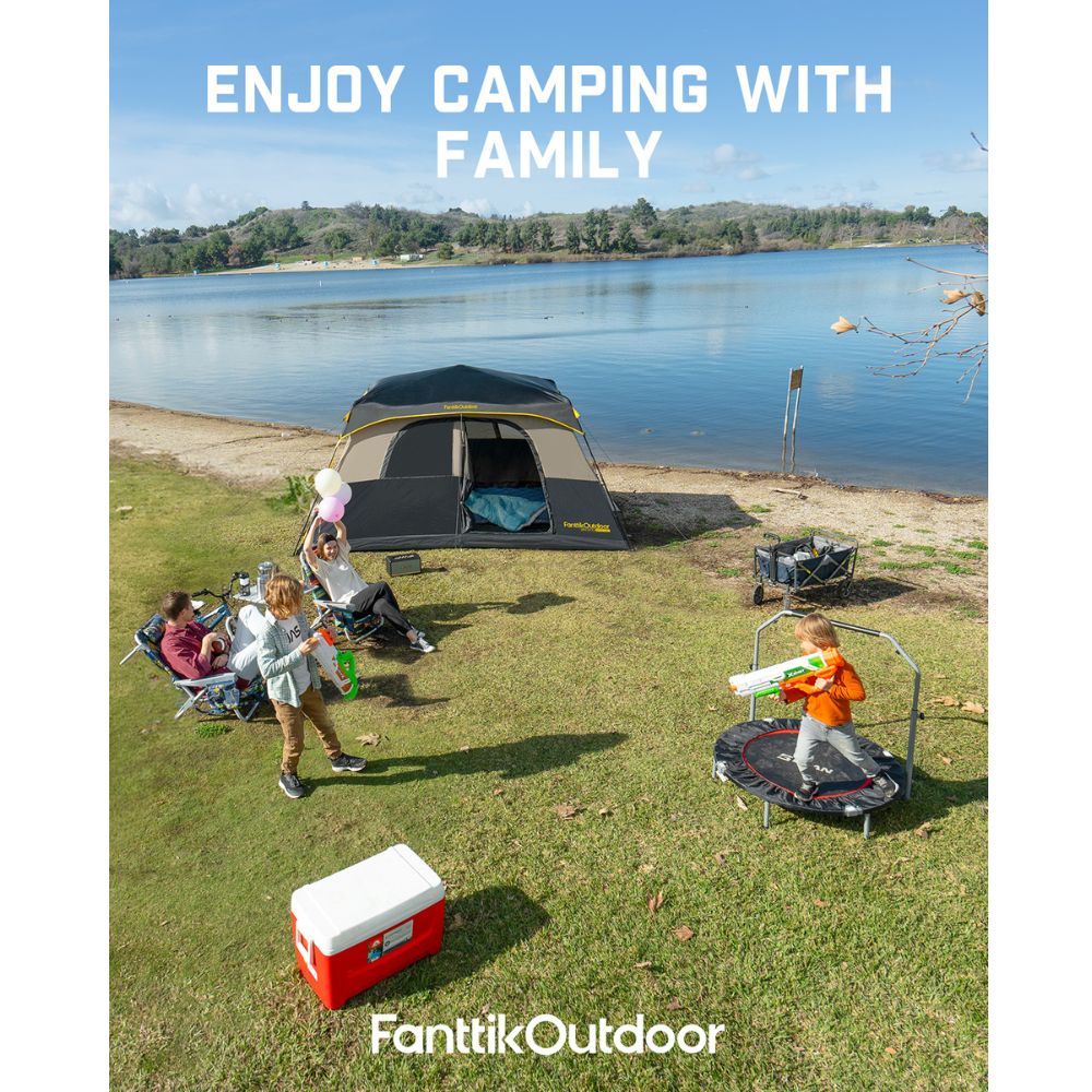 FanttikOutdoor Zeta C8 Pro Instant Cabin Tent 8 Person Camping Tent Setup in 60 Seconds with Rainfly & Windproof Tent with Carry Bag for Family Camping & Hiking, Upgraded Ventilation