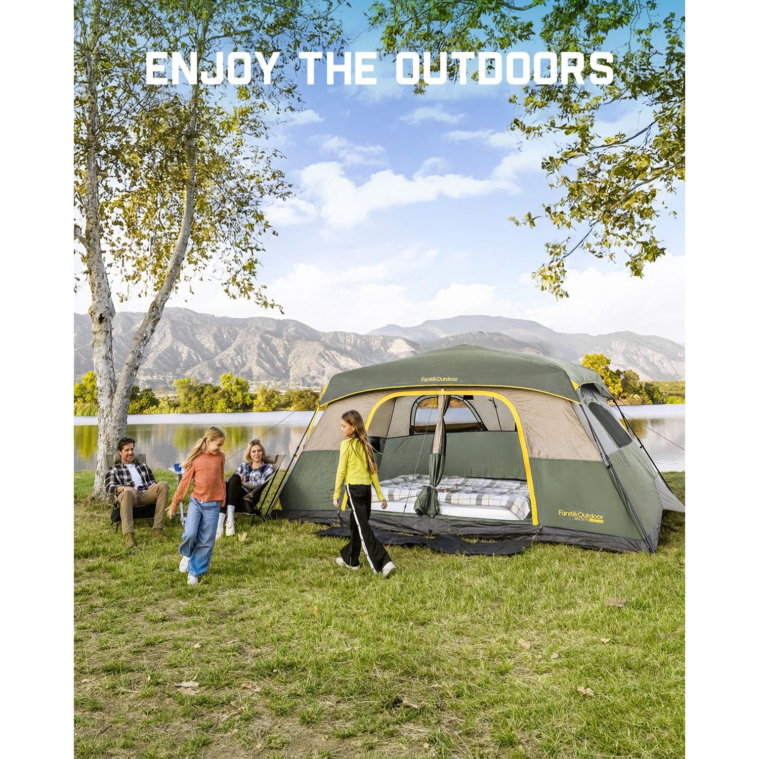 FanttikOutdoor Zeta C10 Pro Camping Tent 10 Person Instant Cabin Tent Setup in 60 Seconds with Rainfly & Windproof Portable Tent with Carry Bag for Family Camping & Hiking