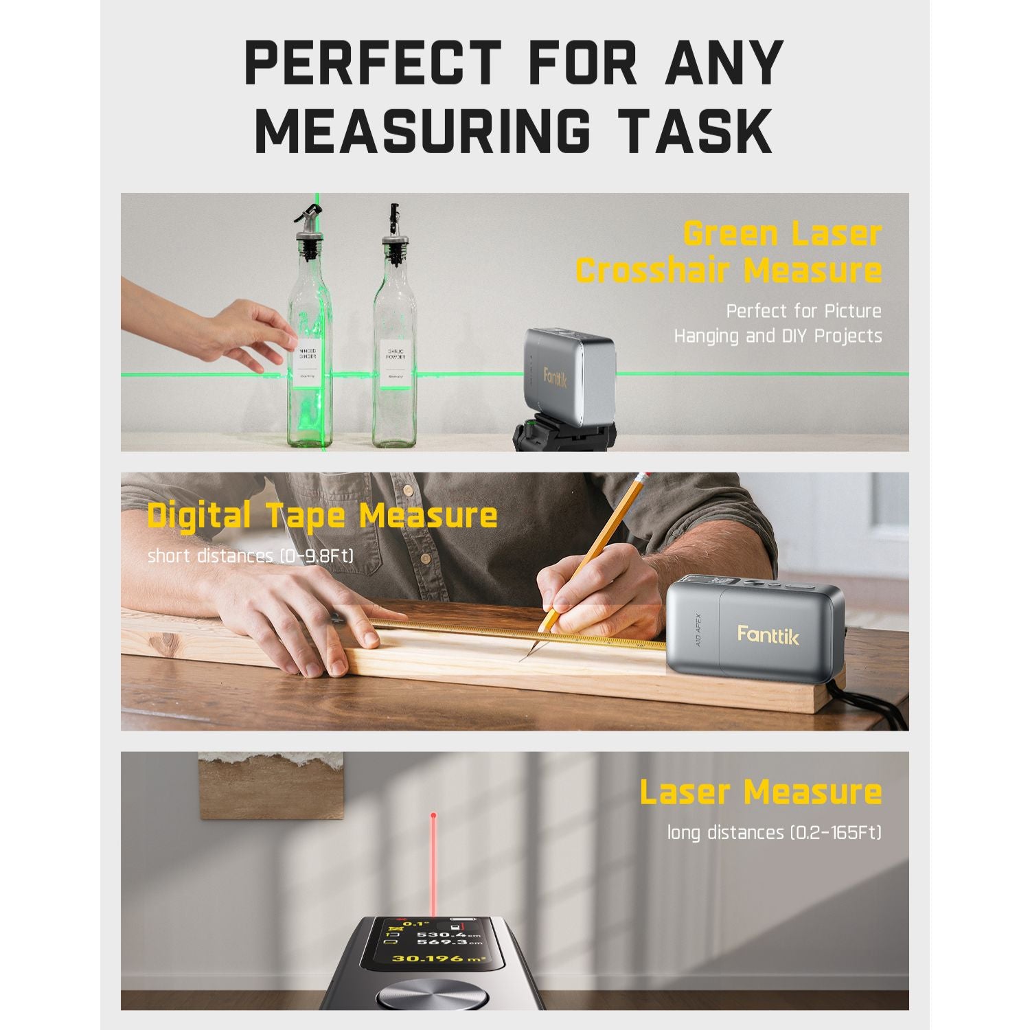 Fanttik A10 Apex 3-in-1 Laser Distance Meter-Silver