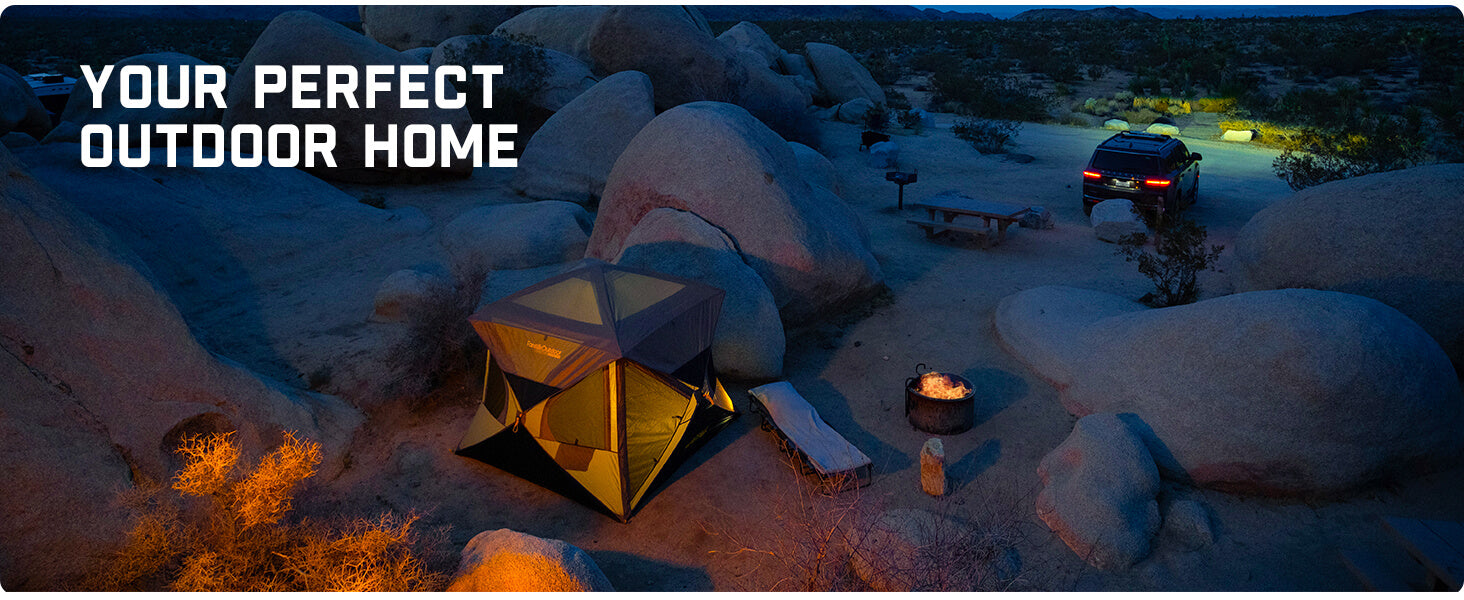FanttikOutdoor Alpha C4 Ultra Instant Cabin Tent 4 Person Pop Up Camping Tent Setup in 60 Seconds Portable Hub Tent with Rainfly & Windproof for Outdoor Camping & Overlanding