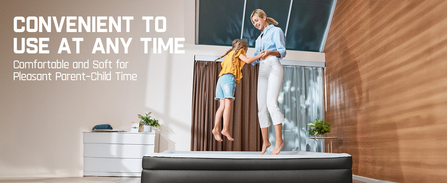 Fanttik OQ22 Pro Air Matress Queen with Built-in Pump, 22 Inches O'Smell™ PVC Air Mattress, One Button Inflation and Stop at Any Time, 720 LBS Support Airbed for Home,Outdoors,Sleepover