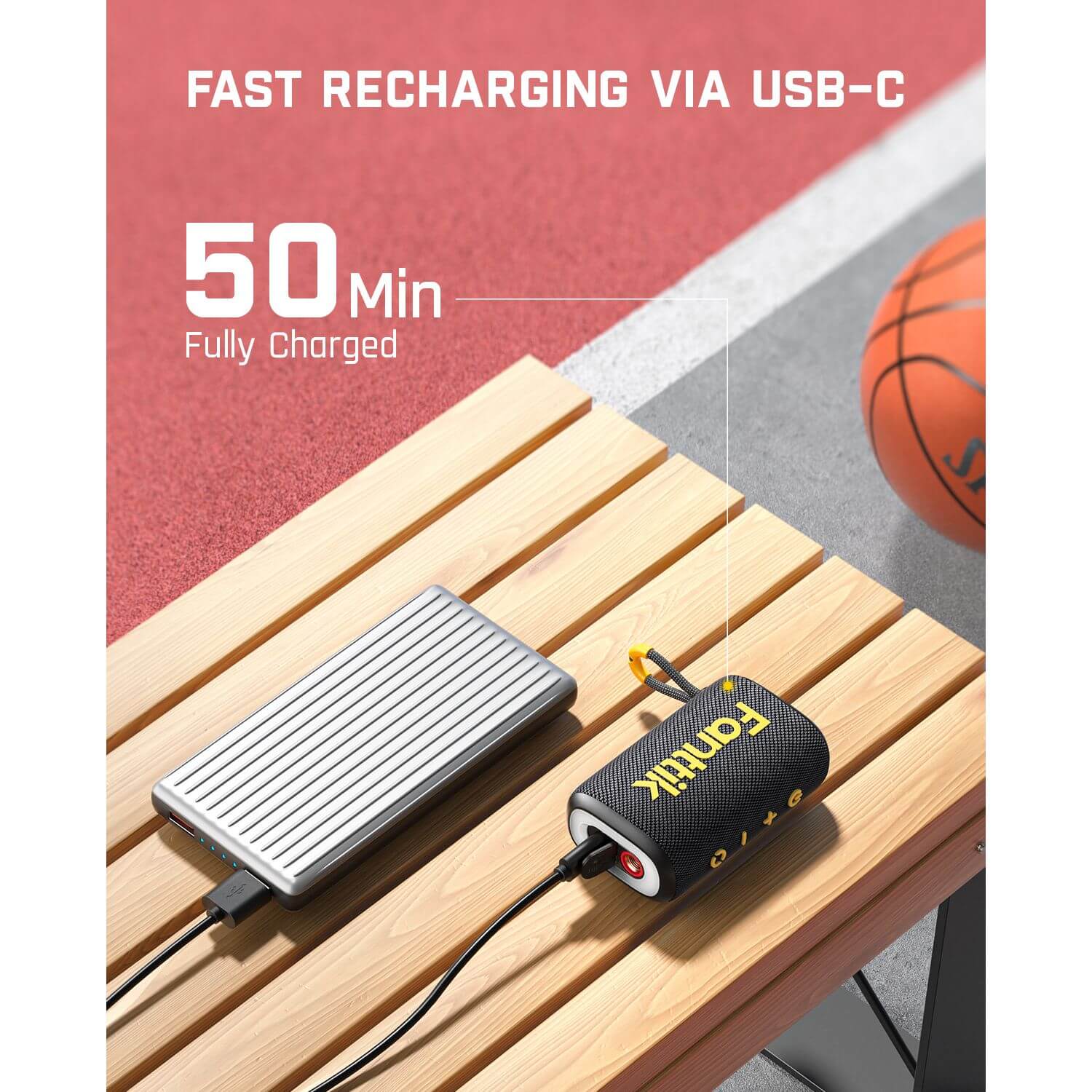 The built-in 2200mAh battery works for a whopping 1 year on a single charge.