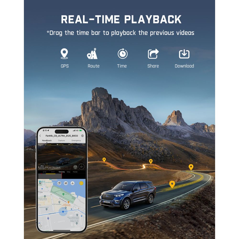 Fanttik C8 Ultra Duo True 4K+1080P Dual Dash Cam