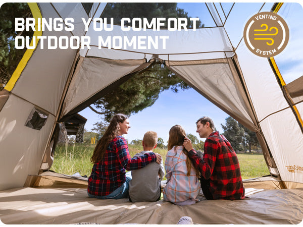 FanttikOutdoor Camping Tent, Lightweight 8 Person Instant Cabin Tent Setup in 60 Seconds with Rainfly & Windproof, Portable with Carry Bag for Family Camping & Hiking, Upgraded Ventilation