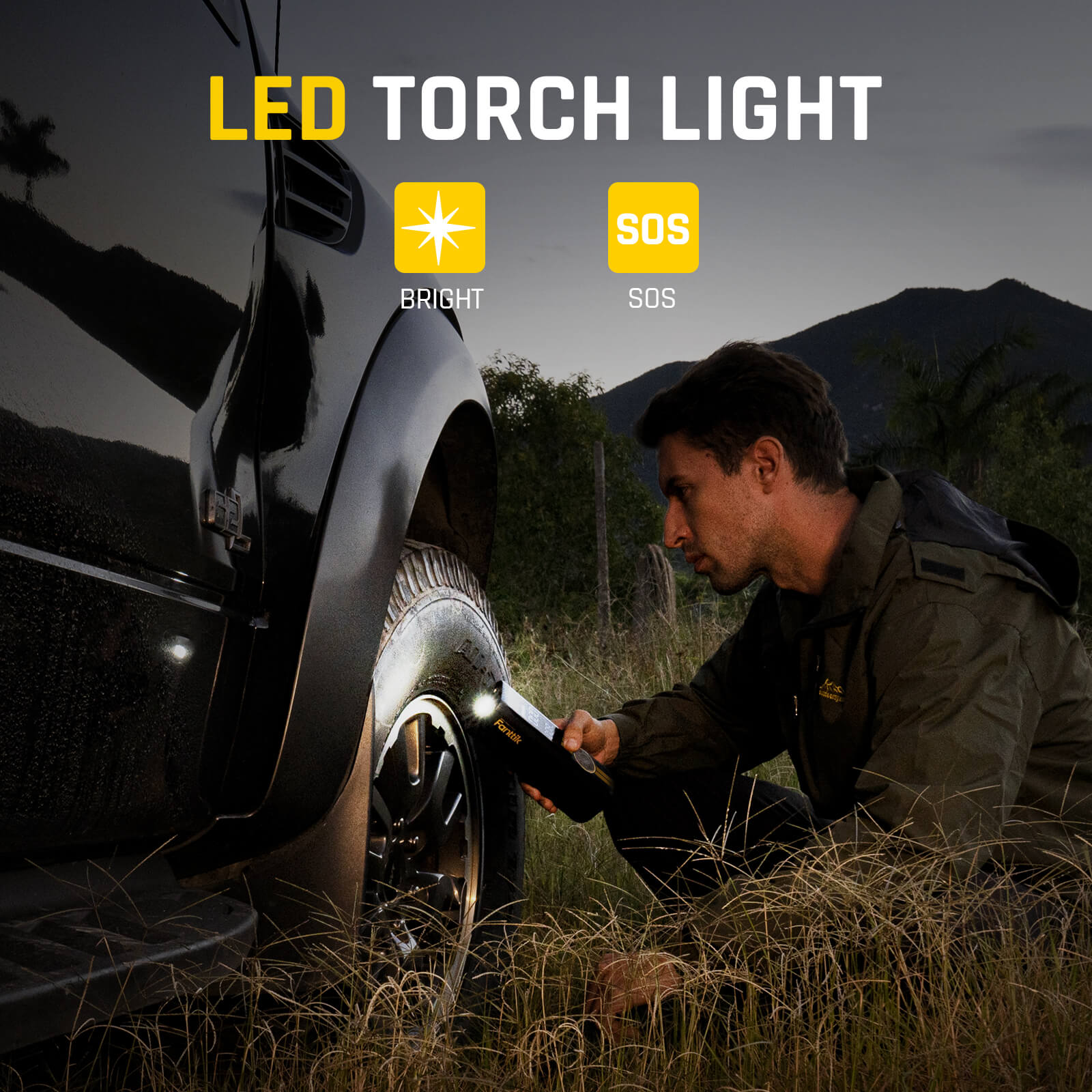 On the top of Fanttik X8 APEX air pump is a 2-mode LED light providing convenience for you to inflate and change tires in the dark.