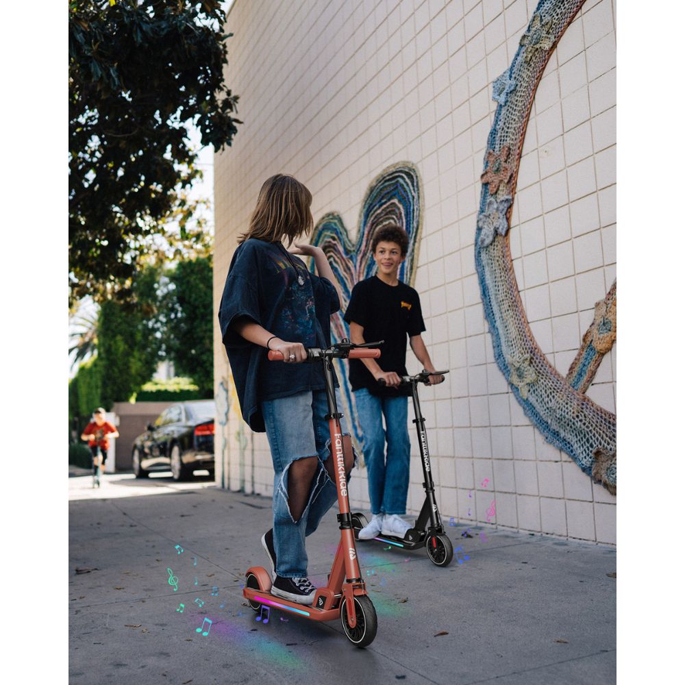 FanttikRide T9 Apex Electric Scooter for Kids 13+ 200W Motor, LED Colorful Lights with Bluetooth Music Speaker, 7/10/12 MPH Digital Display, Adjustable Height, Foldable E-Scooter for Teens