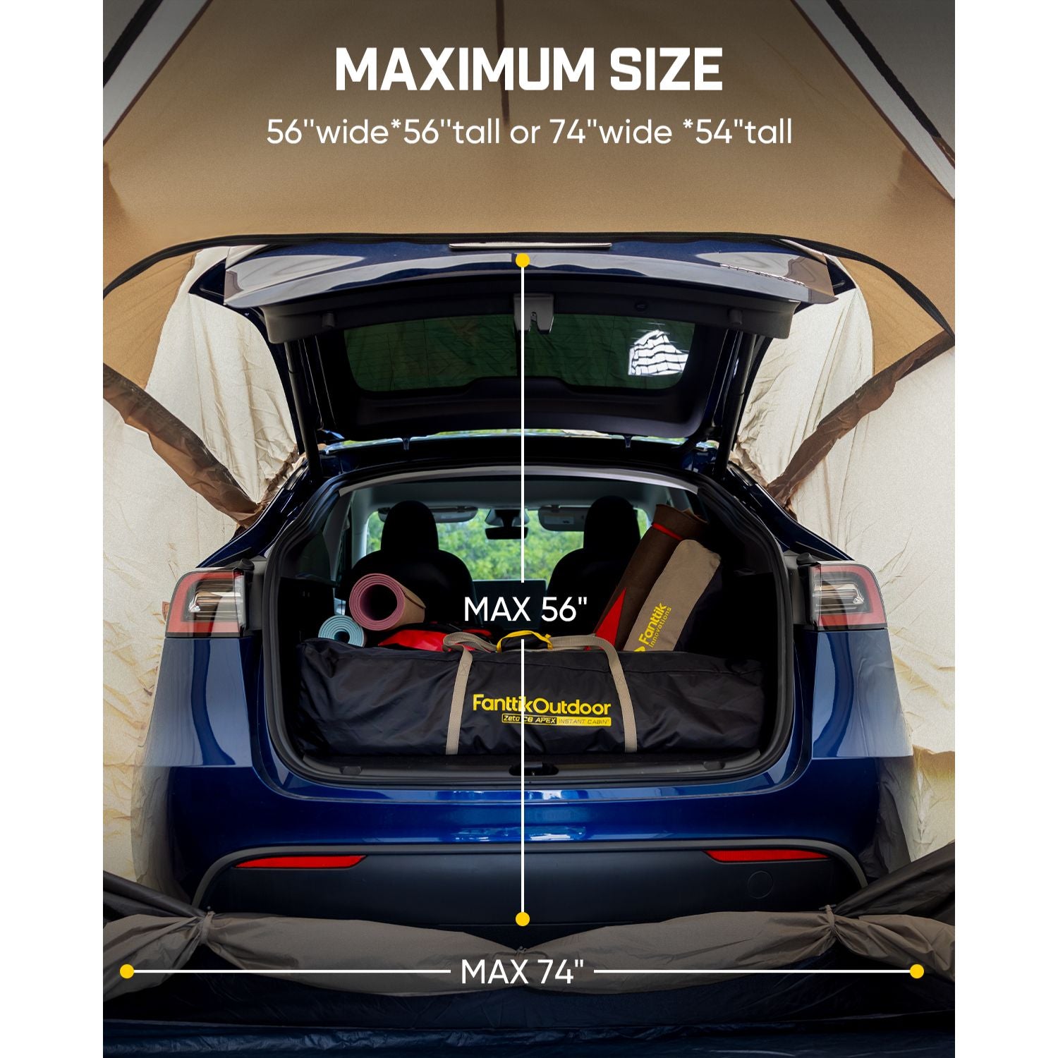 FanttikOutdoor Beta C6 Apex SUV Tent 6 Person Instant Cabin Car Tent Setup in 60 Seconds with Rainfly & Windproof Portable with Carry Bag for Family Camping, Upgraded Ventilation, Khaki