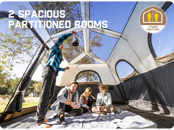 FanttikOutdoor Instant Cabin Tent 10 Person Camping Tent Setup in 60 Seconds with Rainfly & Windproof Portable with Carry Bag for Family Camping & Hiking, Upgraded Ventilation