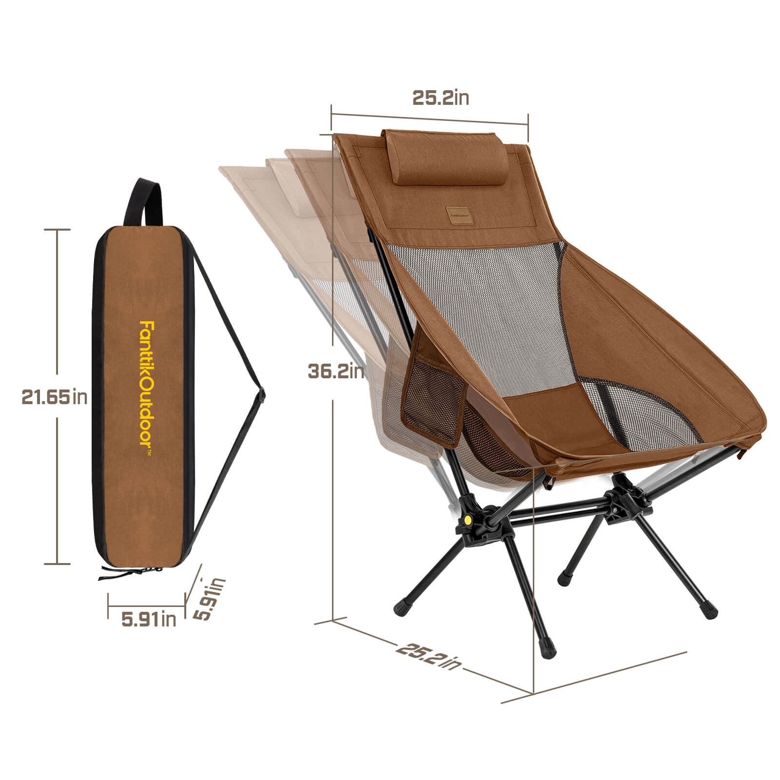 FanttikOutdoor Zeta L8 Max Rocker Camping Chair, Multi-Angle Adjustable, Portable & Lightweight, Outdoor Chair Supports 250 lbs, Comfort-Driven Design, High Strength Camping Chair