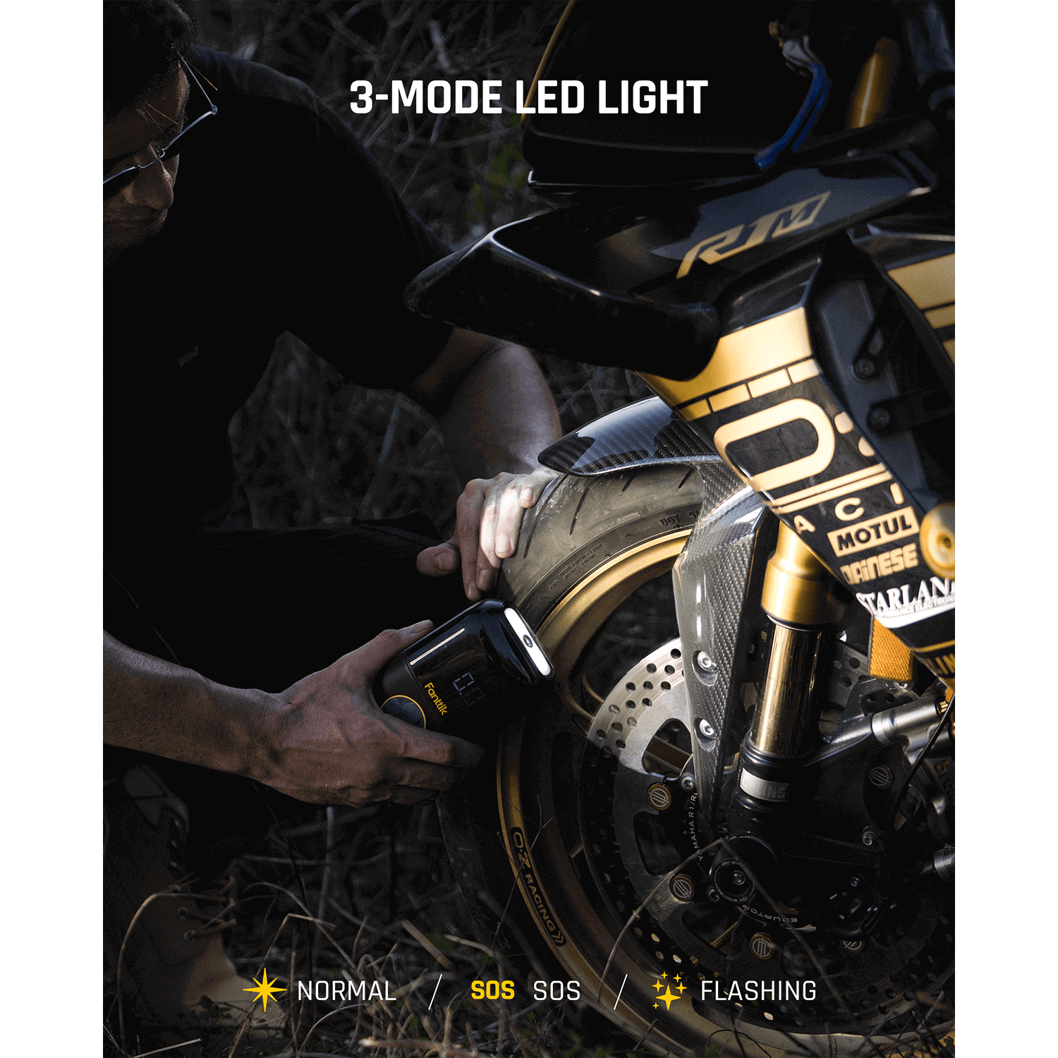 4 types of preset inflation modes are clearly displayed on the large LED screen, convenient for you to choose. The manual mode allows you to set pressure value according to the inflation object and the inflation stops automatically at the set pressure.