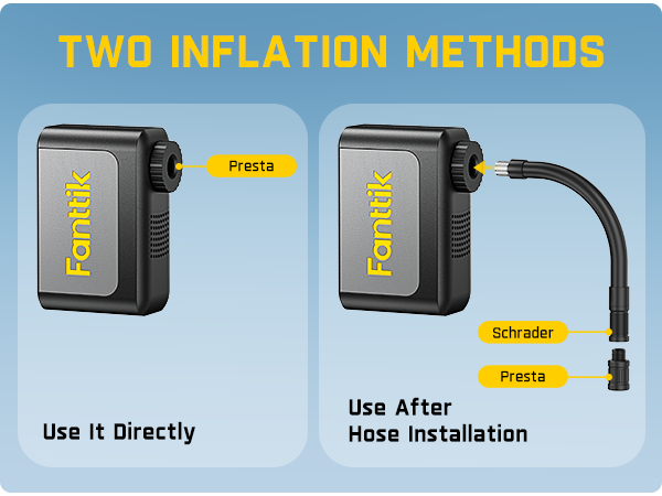 Fanttik X10 Ace Mini Tiny Bicycle Pump with Gauge, 120PSI Electric Bike Pump with Presta and Schrader Valve, Auto Stop, Fast Inflation for Road Bike, MTB, Bicycle Motocross, E-Bike