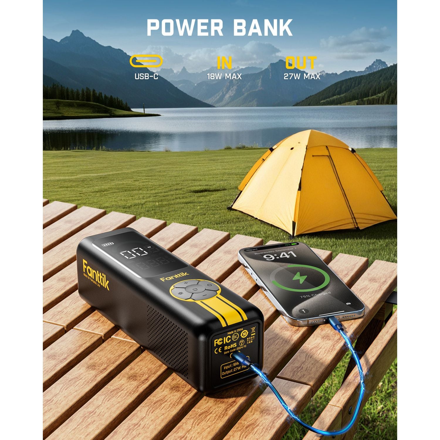 Fanttik X10 Cross Tire Inflator Portable Air Compressor, Fast Inflation/Deflation Air pump, 150PSI Cordless Inflator with Light and Power Bank, Ideal for Car, Bike, Air Mattress, Kayak, Swimming Ring