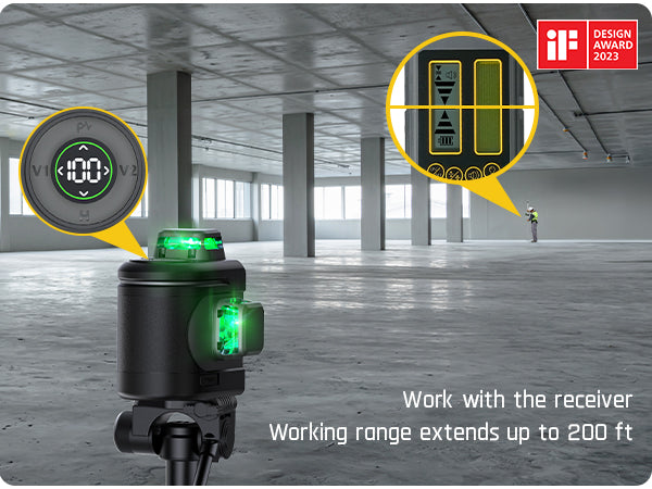 Fanttik D12 PRO Laser Level 3 x 360°, Self-Leveling Cross Line Laser with LED Screen, 3D Green Cross Line, 5200mAh Battery Rechargeable, Pulse Mode, Magnetic support