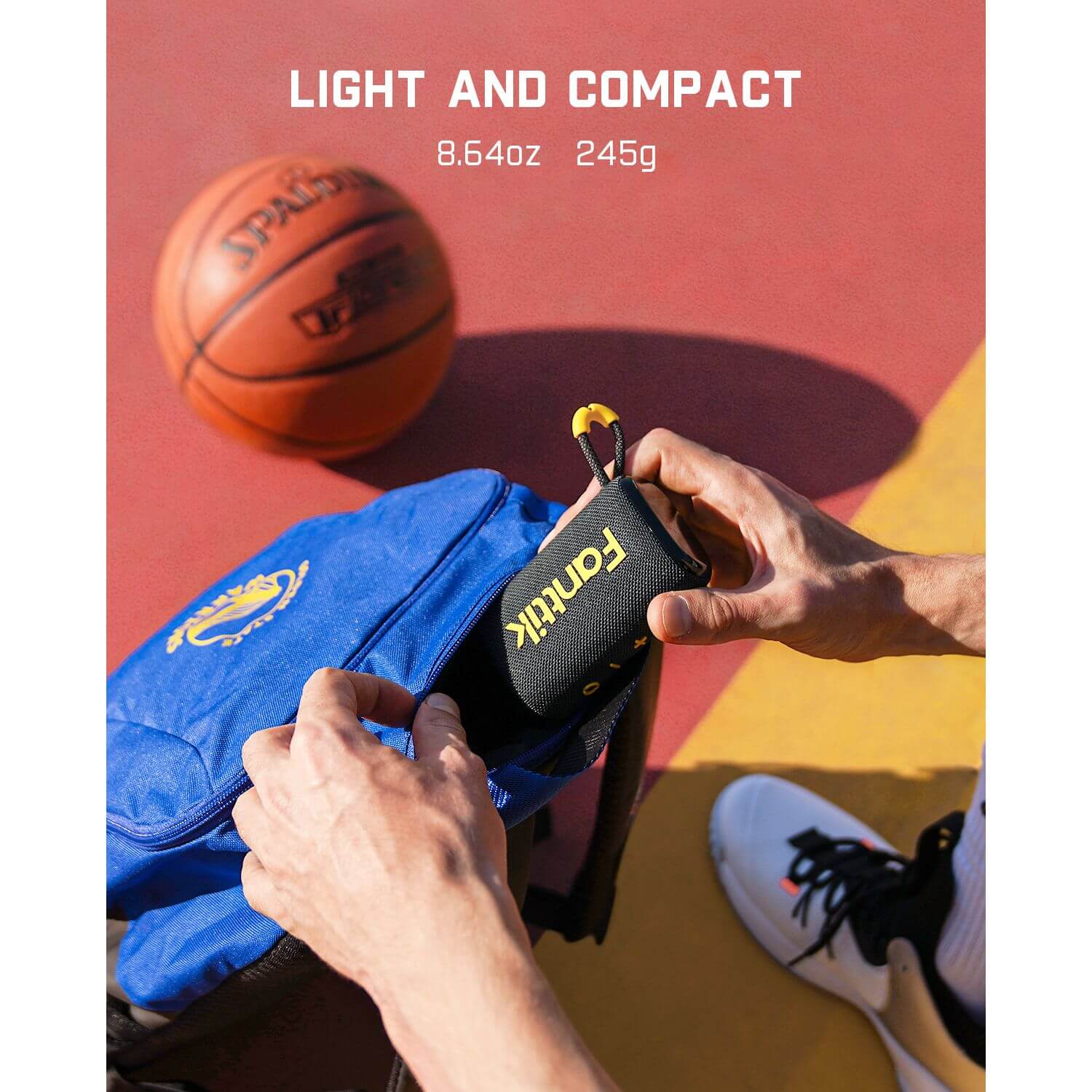 Fanttik X8 Nano Ball Pump with size 3.93*2.40*1.57inch and weight 0.54lb, the compact X8 Nano perfectly fits in your bag or pocket and it is a reliable companion for your ball game inflation.