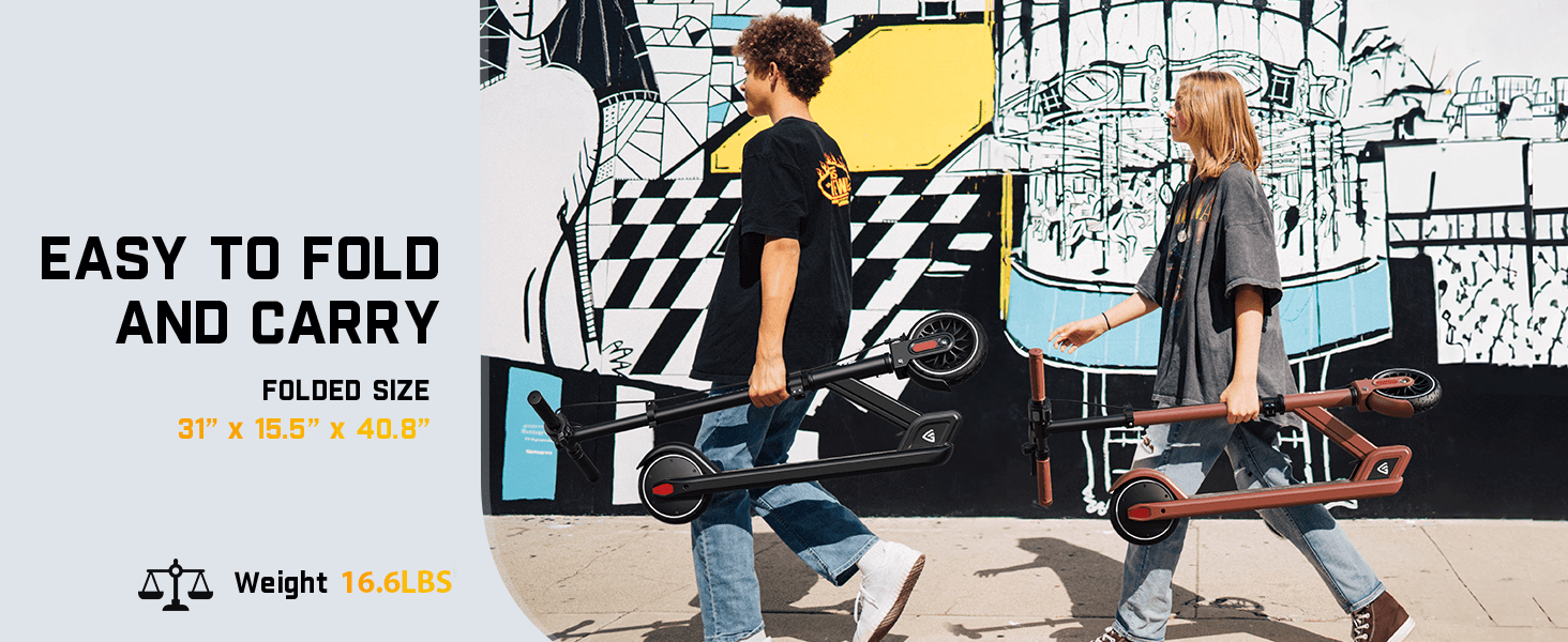 FanttikRide T9 Electric Scooter for Teenage Kids, 7/10/12 MPH, Visible Battery Level, Height Adjustable and Foldable, Electric Scooter for Kids 13+, The Best Gift for Kids (Black)