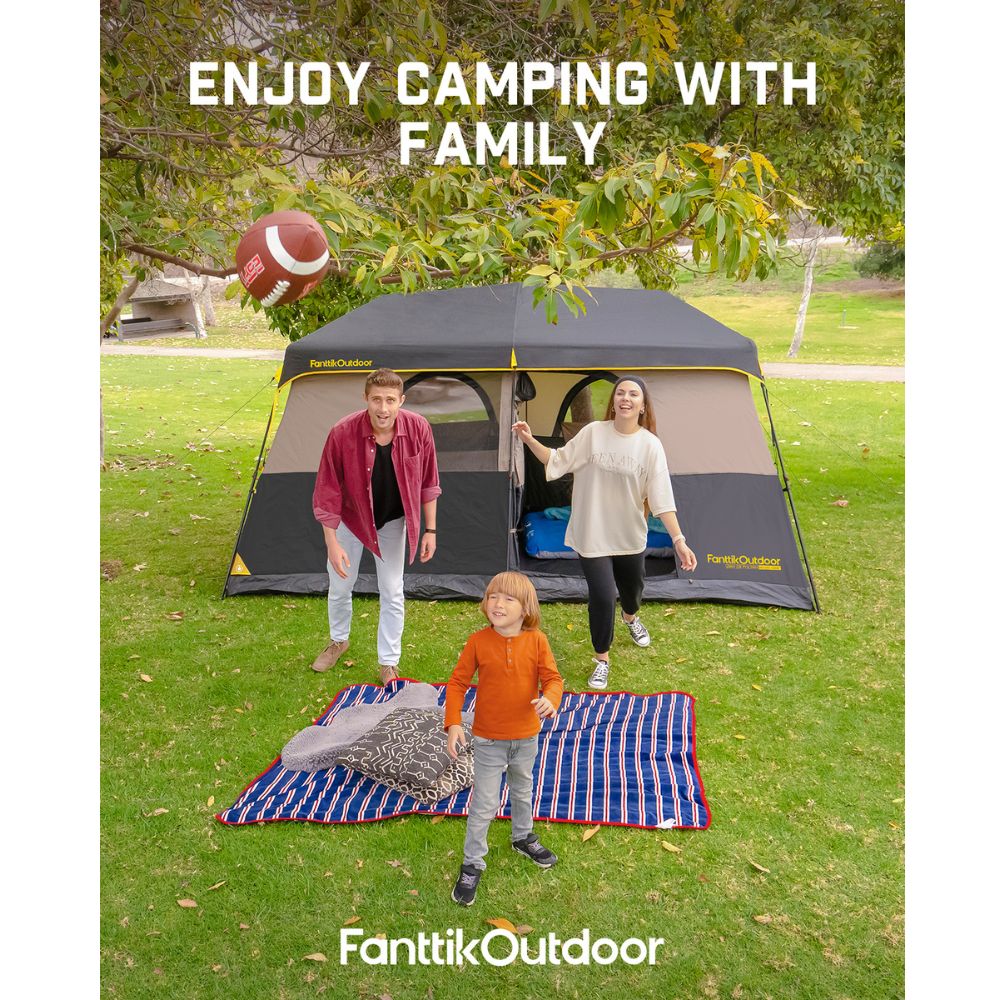 FanttikOutdoor Zeta C8 Pro Max Instant Cabin Tent 8 Person Camping Tent Setup in 60 Seconds with Rainfly & Windproof Tent with Carry Bag for Family Camping & Hiking, Upgraded Tent