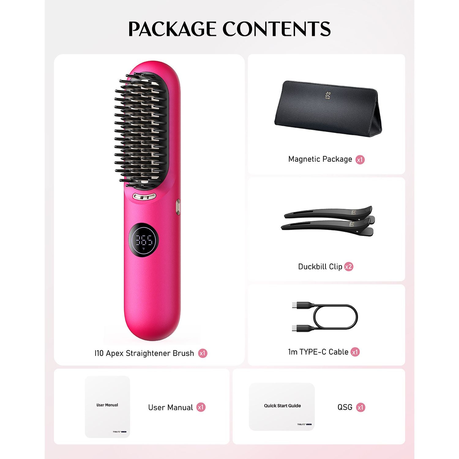 FanttikSolo I10 Apex Hair Straightener Brush-Pink