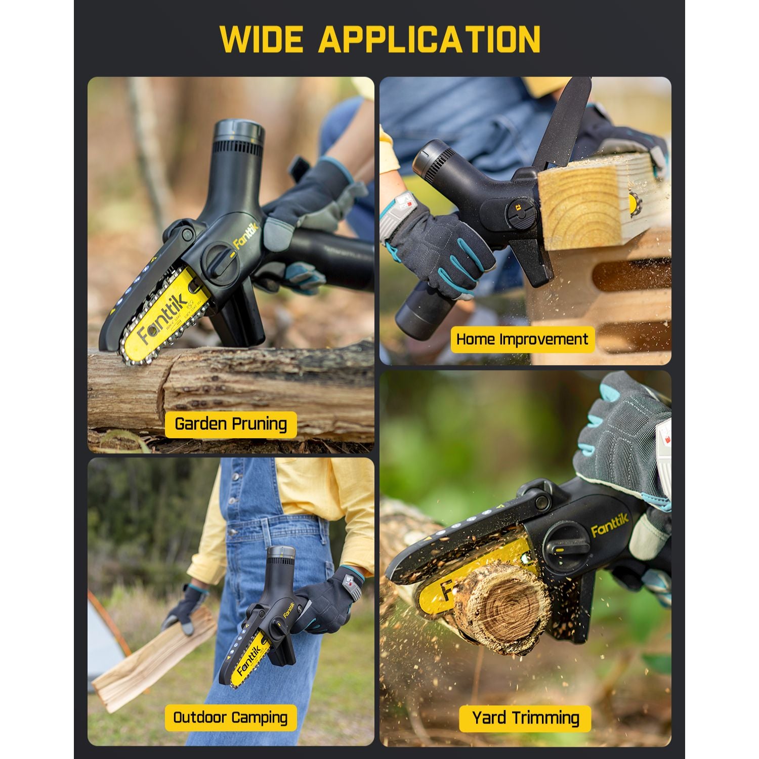 Fanttik W10 APEX Mini Chainsaw with LED Display, Brushless Motor, 2500 mAh, Handheld Electric Chainsaw Cordless for Tree Wood, Tools for Household and Garden