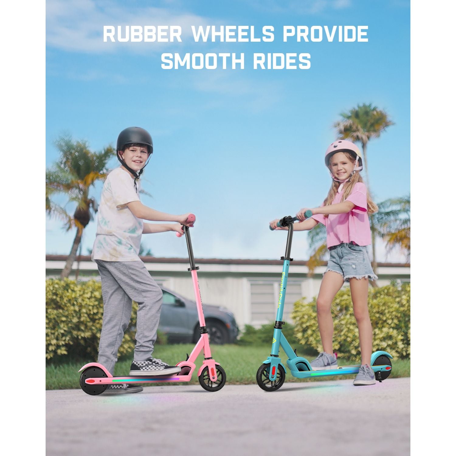 FanttikRide C9 Pro Electric Scooter for Kids Ages 8-12, Colorful Rainbow Lights, 5/8/10MPH, 5 Miles Range, LED Display, Adjustable Height, Foldable, Gifts for Boys and Girls up to 132 lbs