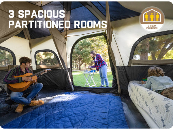 FanttikOutdoor Instant Cabin Tent 12 Person Camping Tent Setup in 90 Seconds with Rainfly & Windproof Portable with Carry Bag for Family Camping & Hiking, Upgraded Ventilation