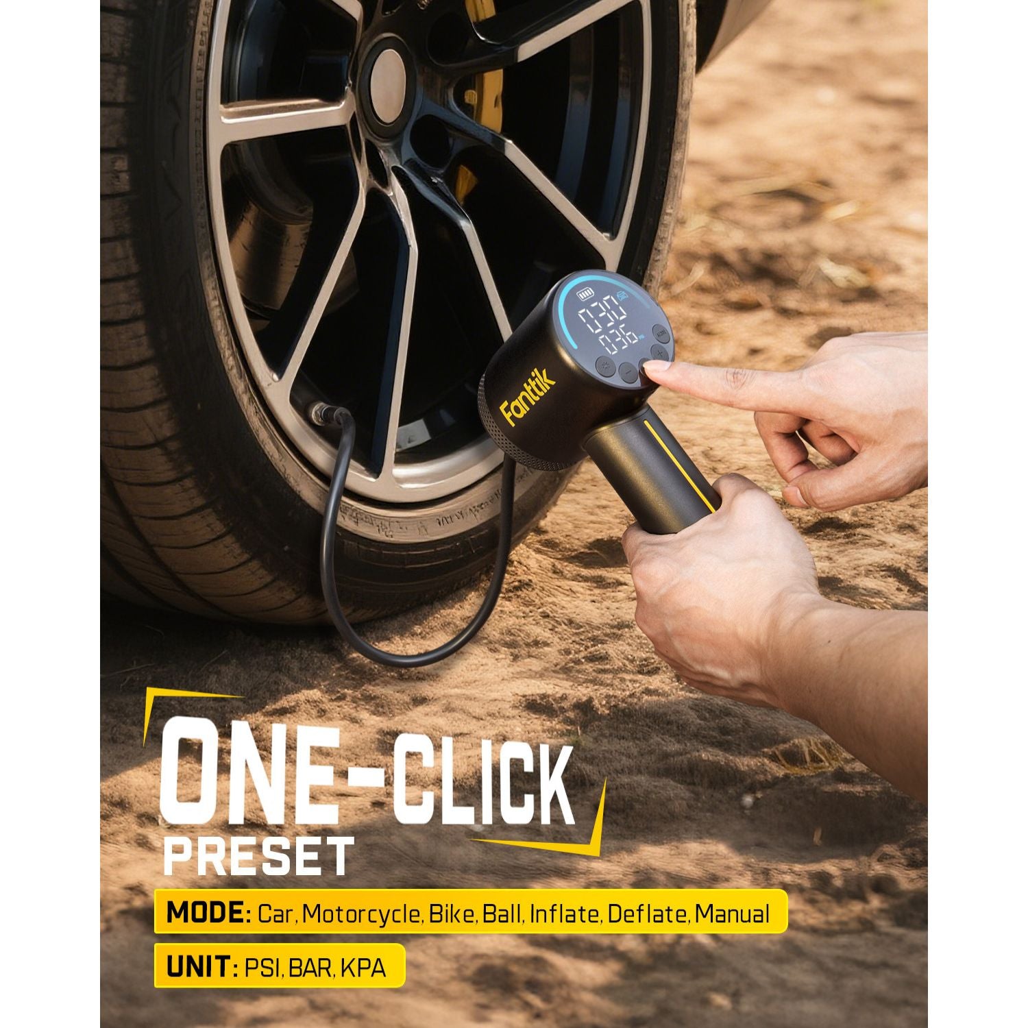 Fanttik X9 Classic Portable Tire Inflator, Jet-Inflate/Deflate Air Compressor with Light and Power Bank, 150PSI Cordless Air Pump for Car, Motorcycle, Bike, Ball, Air Mattress, Kayak, Swimming Ring