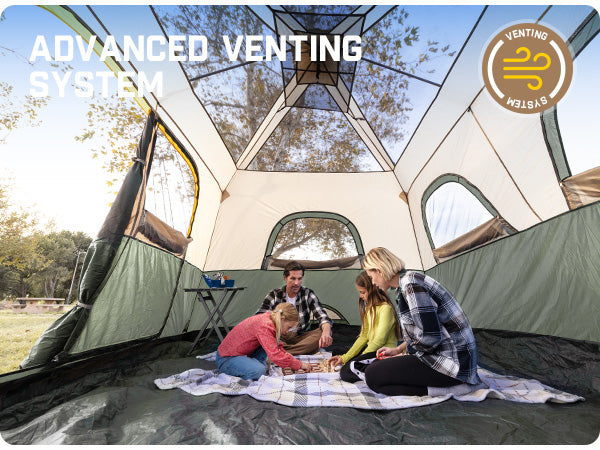 FanttikOutdoor Zeta C10 Pro Camping Tent 10 Person Instant Cabin Tent Setup in 60 Seconds with Rainfly & Windproof Portable Tent with Carry Bag for Family Camping & Hiking