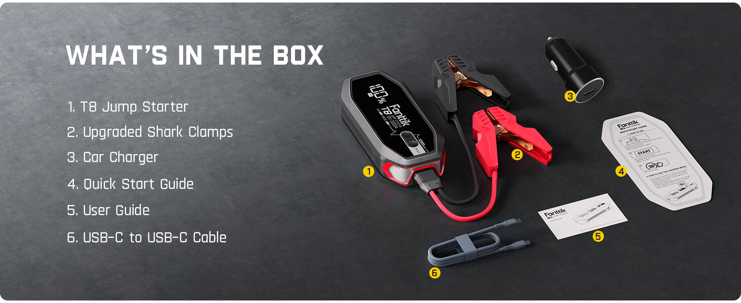 Fanttik T8 1300 Amp Jump Starter, 12V Extreme Safe Lithium Portable Jump Starter