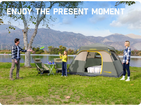 FanttikOutdoor Zeta C4 Pro Camping Tent 4 Person Instant Cabin Tent Setup in 60 Seconds with Rainfly & Windproof Portable Tent with Carry Bag for Family Camping & Hiking