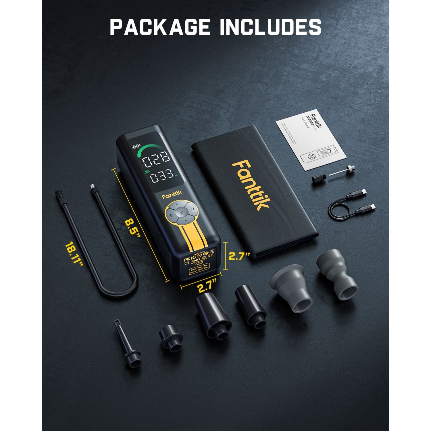 Fanttik X10 Cross Tire Inflator Portable Air Compressor, Fast Inflation/Deflation Air pump, 150PSI Cordless Inflator with Light and Power Bank, Ideal for Car, Bike, Air Mattress, Kayak, Swimming Ring