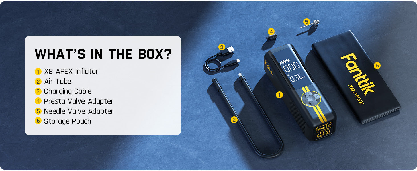 Fanttik X8 APEX™ Tire Inflator Portable Air Compressor, 2X Faster Inflation, 150PSI Cordless Tire Inflator with LCD Dual Screen, Suitable for MPV, Car, E-Bike, Motorcycle, For up to 26.3 Inch Tire