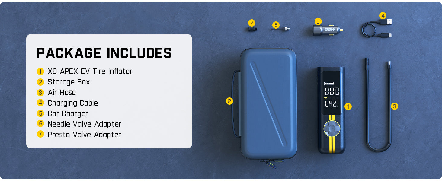 Fanttik X8 APEX EV Tire Inflator Portable Air Pump, 2X Faster Inflation, 150PSI Cordless Air Compressor with Pressure Gauge, Powerful Battery, Fits Electric Cars, Cars, Bike, Ball, Deluxe Package