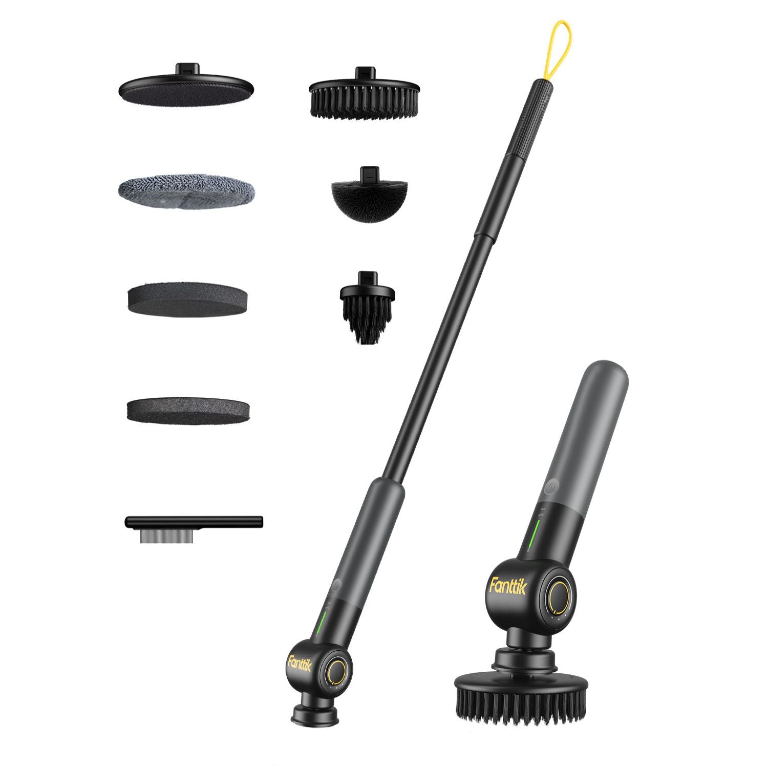 Fanttik G9 Pro Electric Scrubber, Dual-Speed (230/325 RPM) Rotary Cleaner with 6 Brush Heads, Adjustable Angle & Extendable Handle, IPX7 Waterproof, Type-C Charging for Bathroom, Tile, Grout