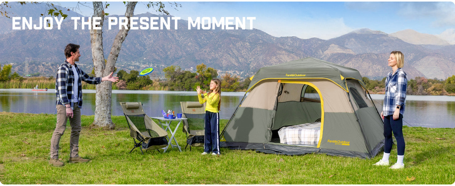 FanttikOutdoor Zeta C4 Pro Camping Tent 4 Person Instant Cabin Tent Setup in 60 Seconds with Rainfly & Windproof Portable Tent with Carry Bag for Family Camping & Hiking