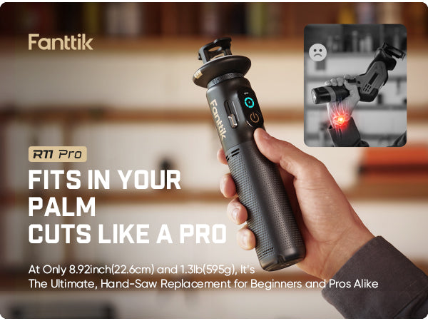 Fanttik R11 Pro Brushless Cordless Mini Reciprocating Saw, 0–2200 SPM Variable Speed, Type-C Fast Charging, Tool-Free Blade Change, 5-Blade Kit for Wood, Metal & PVC