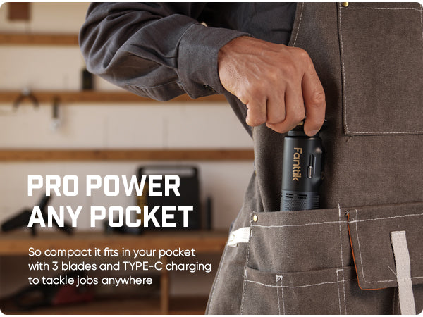 Fanttik R11 Pro Brushless Cordless Mini Reciprocating Saw, 0–2200 SPM Variable Speed, Type-C Fast Charging, Tool-Free Blade Change, 5-Blade Kit for Wood, Metal & PVC