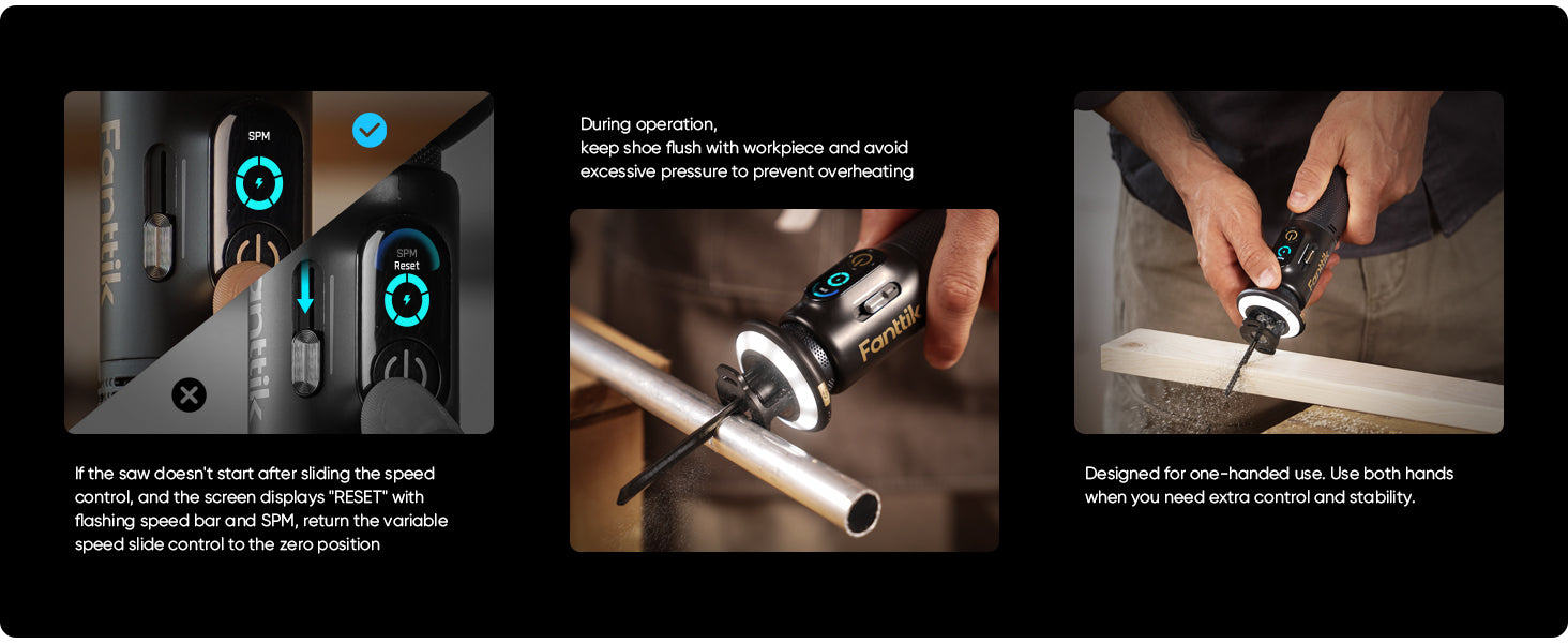 Fanttik R11 Pro Brushless Cordless Mini Reciprocating Saw, 0–2200 SPM Variable Speed, Type-C Fast Charging, Tool-Free Blade Change, 5-Blade Kit for Wood, Metal & PVC