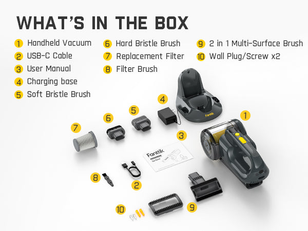 Fanttik Fold V10 Ultra Deluxe Handheld Vacuum Cordless, 17KPa Powerful Suction, Charging Base, Pivot Nozzle, Up to 35 Mins Runtime, Smart LED Display, DynamicClean™ Dustbuster Vacuum for Home, Car