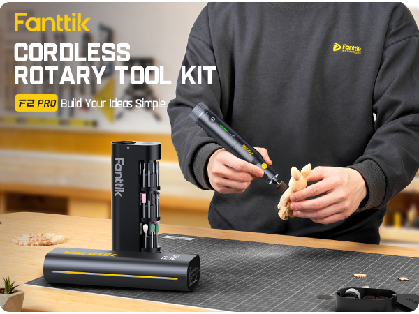 Fanttik F2 PRO Cordless Rotary Tool Kit 4V, Strong Magnetic Motor, Revostor Hub, 5 Variable Speed, 25000 RPM, 55 Accessories, for Sanding, Polishing, Drilling, Carving, Cutting DIY Crafts