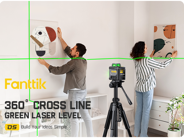 Fanttik D5 Laser Level 360°, Self-Leveling Green Cross Line Laser 100 ft, 4000 mAh Rechargeable Battery, Magnetic Bracket, for Picture Hanging and Renovation