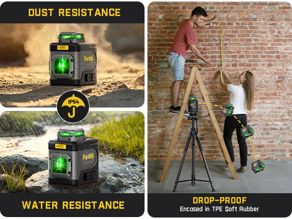 Fanttik D5 Laser Level 360°, Self-Leveling Green Cross Line Laser 100 ft, 4000 mAh Rechargeable Battery, Magnetic Bracket, for Picture Hanging and Renovation