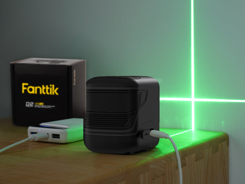 Fanttik D2 Cross Laser Level, DIY Self-Leveling Green Beam Horizontal and Vertical Line Laser Level with 100 Ft Visibility, with Rechargeable Battery, Pulse Mode