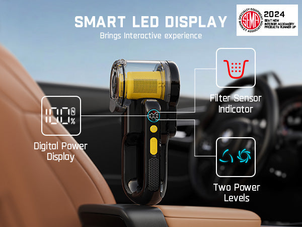 Fanttik DynamicClean™ V10 Apex Pivoting Car Vacuum Cordless, 17000Pa/50AW, 2.5H Fast Charge, 16.9 oz Large Dustcup, 130W Brushless Motor& LED Light, Portable Vacuum for Car Home Cleaning