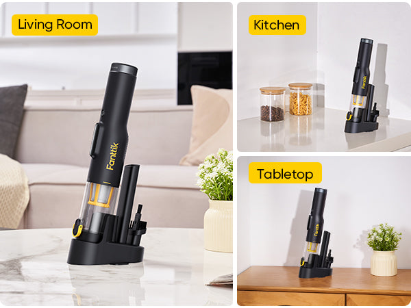Fanttik Slim V10 Lite Cordless Handheld Vacuum, 0.98lb Lightweight with All-in-One Base Design, 12000Pa Suction & Smart LED Light, Portable Mini Vacuum Cleaner for Kitchen Table, Sofa, Car