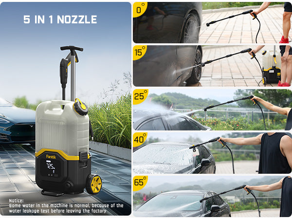 Fanttik NB8 Ultra Cordless Pressure Washer w/4.0 Gal Tank, Max 725PSI Electric Power Washer with 5-in-1 Nozzle, 20FT Hose, Adjustable Pressure, Foam Cannon Power Washer Cleaning for Car Washing, Patio
