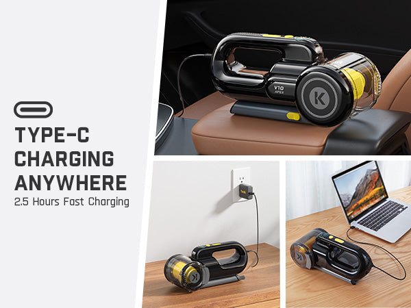 Fanttik DynamicClean™ V10 Apex Pivoting Car Vacuum Cordless, 17000Pa/50AW, 2.5H Fast Charge, 16.9 oz Large Dustcup, 130W Brushless Motor& LED Light, Portable Vacuum for Car Home Cleaning