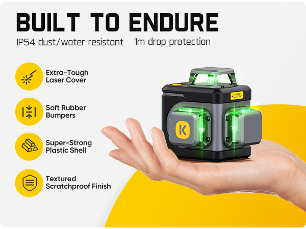 Fanttik D12 Ace Laser Level 360 Self Leveling, 3x360° Rechargeable 3D Green Cross Laser, Outdoor Pulse Mode, IP54 Durable, Easy to Use for Construction and Picture Hanging