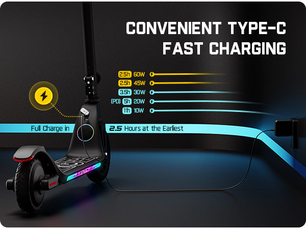 Fanttikride C10 Apex Electric Scooter for Kids,Bluetooth Music Speaker, LED Display, 5/8/10 MPH, 6.5 Miles Range, Height Adjustable, Type C Charging, Foldable Electric Scooter, 3.9-5.2 ft